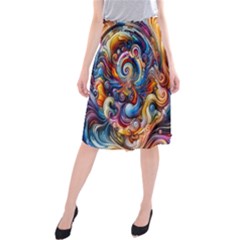 Dynamic Color Vortex Midi Beach Skirt