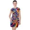 Dynamic Color Vortex Drawstring Hooded Dress View1