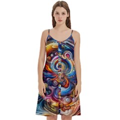 Dynamic Color Vortex Women s Spaghetti Strap Pullover Cami Dress