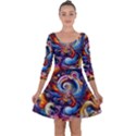 Dynamic Color Vortex Quarter Sleeve Skater Dress View1