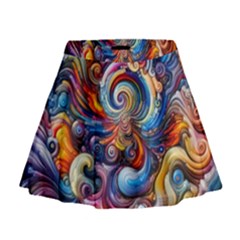 Dynamic Color Vortex Mini Flare Skirt by ExtraGoodSauce