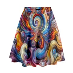 Dynamic Color Vortex High Waist Skirt