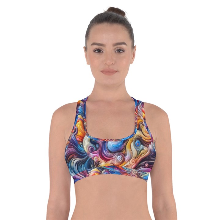 Dynamic Color Vortex Cross Back Sports Bra