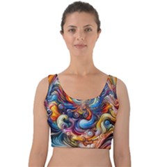 Dynamic Color Vortex Velvet Crop Top by ExtraGoodSauce