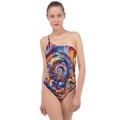 Dynamic Color Vortex Classic One Shoulder Swimsuit by ExtraAwesomeSauce