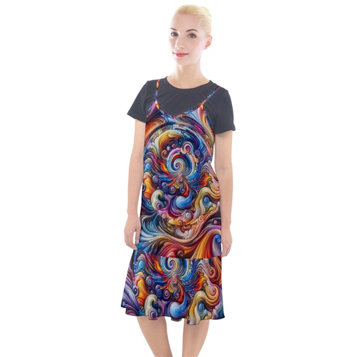 Dynamic Color Vortex Camis Fishtail Dress