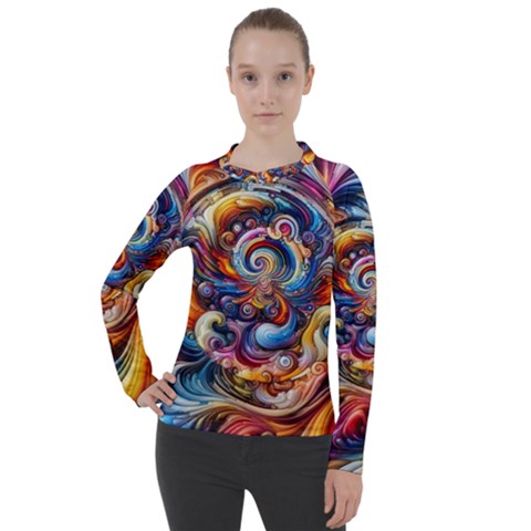 Dynamic Color Vortex Women s Pique Long Sleeve T-shirt by ExtraGoodSauce