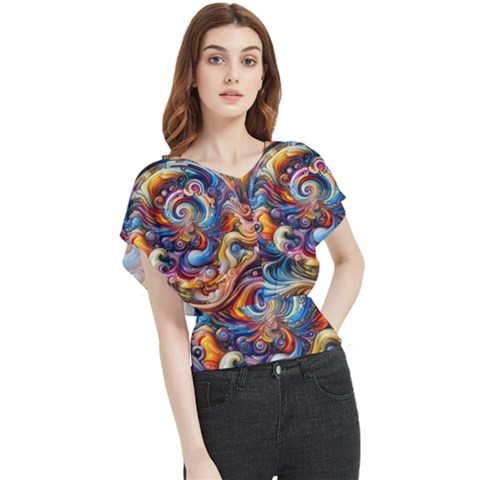 Dynamic Color Vortex Butterfly Chiffon Blouse by ExtraAwesomeSauce