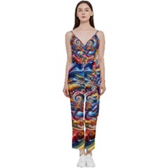 Dynamic Color Vortex V-neck Camisole Jumpsuit by ExtraGoodSauce