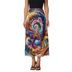 Dynamic Color Vortex Classic Midi Chiffon Skirt by ExtraGoodSauce