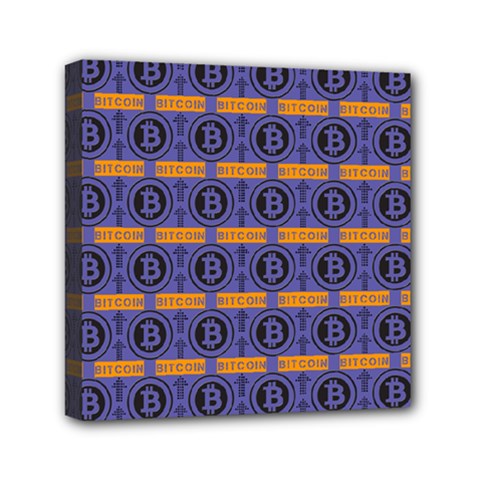 Bitcoin Logo Pattern Mini Canvas 6  X 6  (stretched) by ExtraGoodSauce