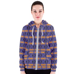 Bitcoin Logo Pattern Women s Zipper Hoodie