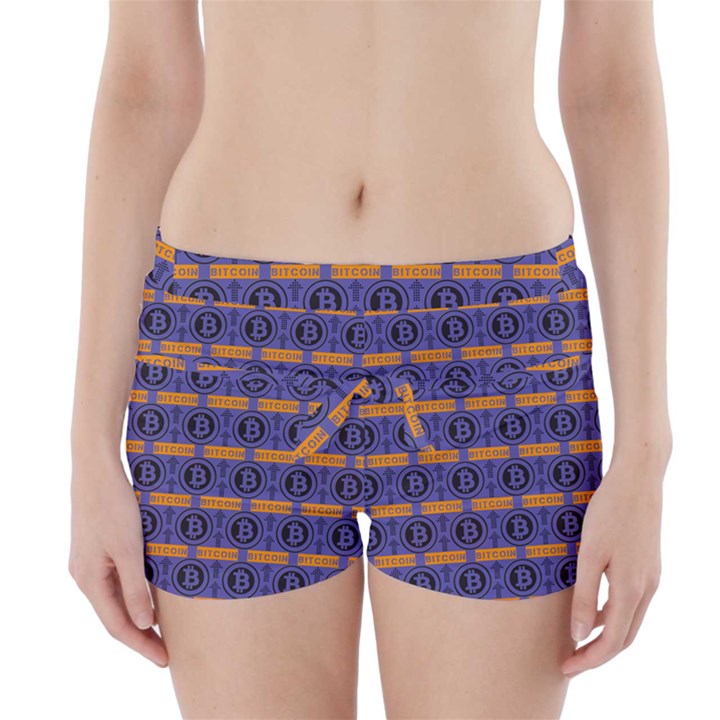 Bitcoin Logo Pattern Boyleg Bikini Wrap Bottoms