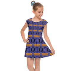 Bitcoin Logo Pattern Kids  Cap Sleeve Dress