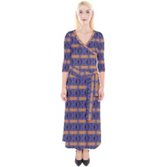 Bitcoin Logo Pattern Quarter Sleeve Wrap Maxi Dress