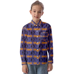 Bitcoin Logo Pattern Kids  Long Sleeve Shirt by ExtraGoodSauce