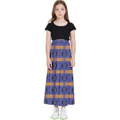 Bitcoin Logo Pattern Kids  Flared Maxi Skirt by ExtraGoodSauce