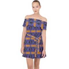 Bitcoin Logo Pattern Off Shoulder Chiffon Dress by ExtraGoodSauce