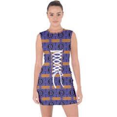 Bitcoin Logo Pattern Lace Up Front Bodycon Dress by ExtraGoodSauce