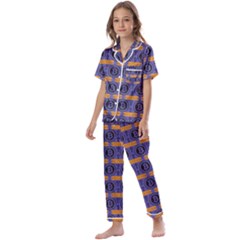 Bitcoin Logo Pattern Kids  Satin Short Sleeve Pajamas Set