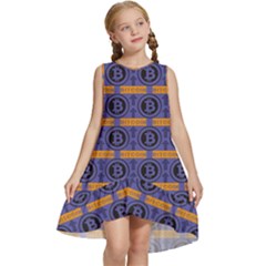 Bitcoin Logo Pattern Kids  Frill Swing Dress by ExtraGoodSauce