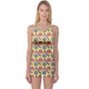 Colorful Bitcoin Pattern One Piece Boyleg Swimsuit View1