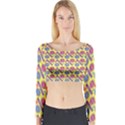 Colorful Bitcoin Pattern Long Sleeve Crop Top View1