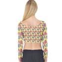 Colorful Bitcoin Pattern Long Sleeve Crop Top View2