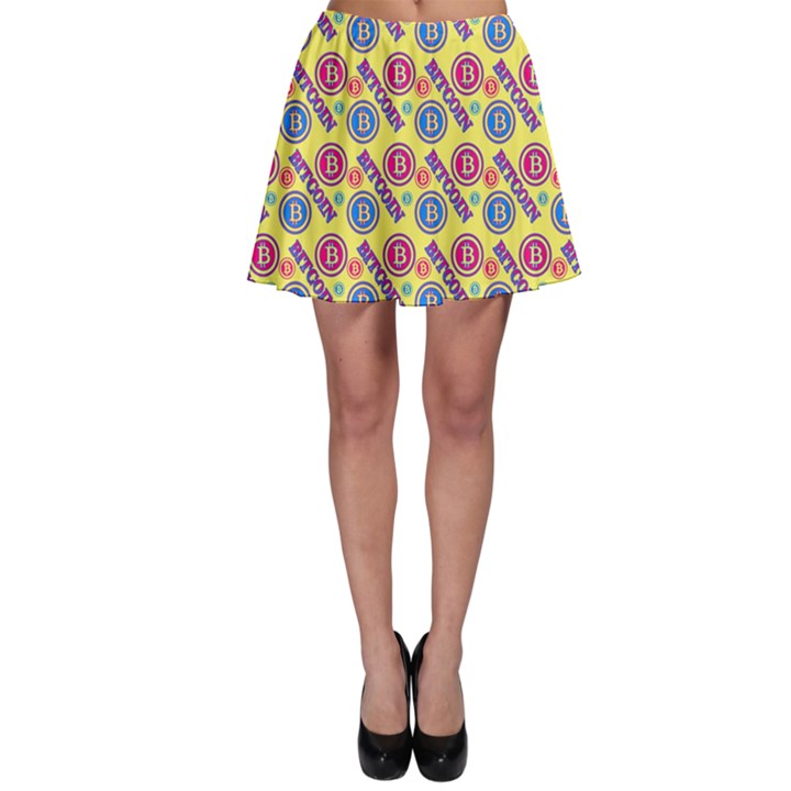 Colorful Bitcoin Pattern Skater Skirt