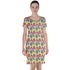 Colorful Bitcoin Pattern Short Sleeve Nightdress by ExtraGoodSauce