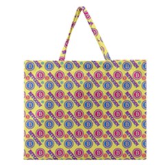 Colorful Bitcoin Pattern Zipper Large Tote Bag by ExtraGoodSauce