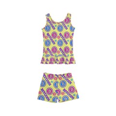 Colorful Bitcoin Pattern Kids  Boyleg Swimsuit by ExtraGoodSauce