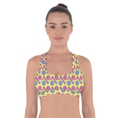 Colorful Bitcoin Pattern Cross Back Sports Bra