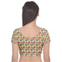 Colorful Bitcoin Pattern Velvet Short Sleeve Crop Top  View2