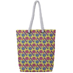 Colorful Bitcoin Pattern Full Print Rope Handle Tote (small)