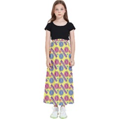 Colorful Bitcoin Pattern Kids  Flared Maxi Skirt by ExtraGoodSauce