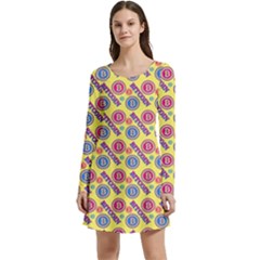 Colorful Bitcoin Pattern Long Sleeve Velour Skater Dress by ExtraGoodSauce