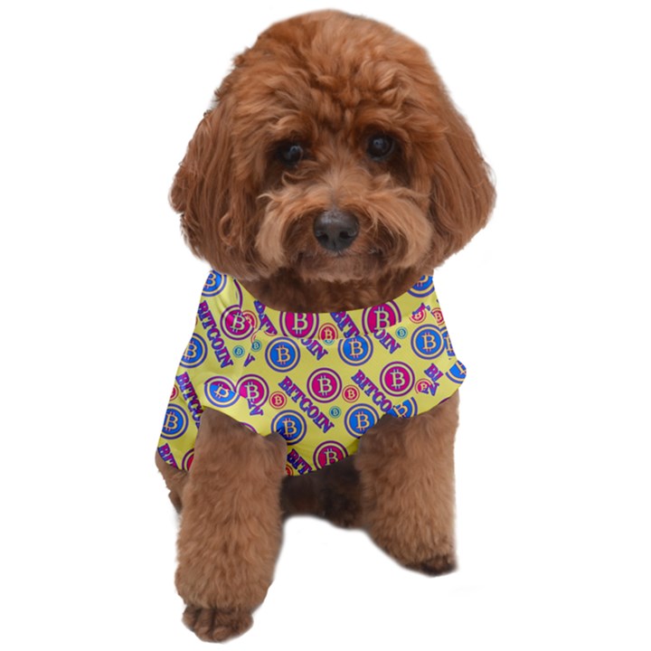 Colorful Bitcoin Pattern Dog T-Shirt