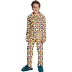 Colorful Bitcoin Pattern Kids  Long Sleeve Velvet Pajamas Set by ExtraGoodSauce