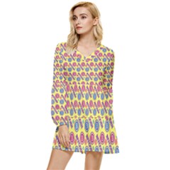 Colorful Bitcoin Pattern Tiered Long Sleeve Mini Dress by ExtraGoodSauce