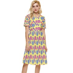 Colorful Bitcoin Pattern Button Top Knee Length Dress by ExtraGoodSauce