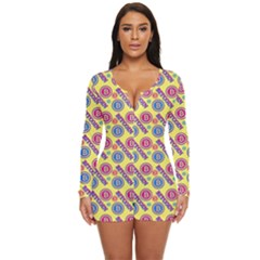 Colorful Bitcoin Pattern Long Sleeve Boyleg Swimsuit by ExtraGoodSauce