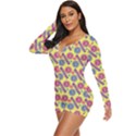 Colorful Bitcoin Pattern Long Sleeve Boyleg Swimsuit View2