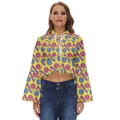 Colorful Bitcoin Pattern Boho Long Bell Sleeve Top