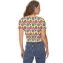 Colorful Bitcoin Pattern Twist Front Crop Top View4