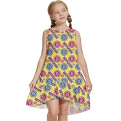 Colorful Bitcoin Pattern Kids  Frill Swing Dress by ExtraGoodSauce