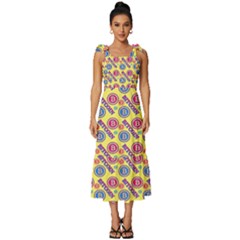 Colorful Bitcoin Pattern Tie-strap Tiered Midi Chiffon Dress by ExtraGoodSauce