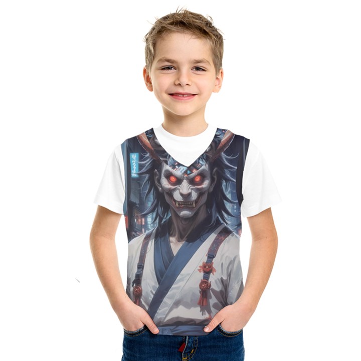 Demon Samurai Kids  Basketball Tank Top