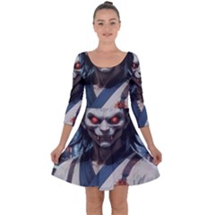 Demon Samurai Quarter Sleeve Skater Dress