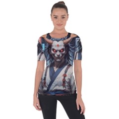 Demon Samurai Shoulder Cut Out Short Sleeve Top